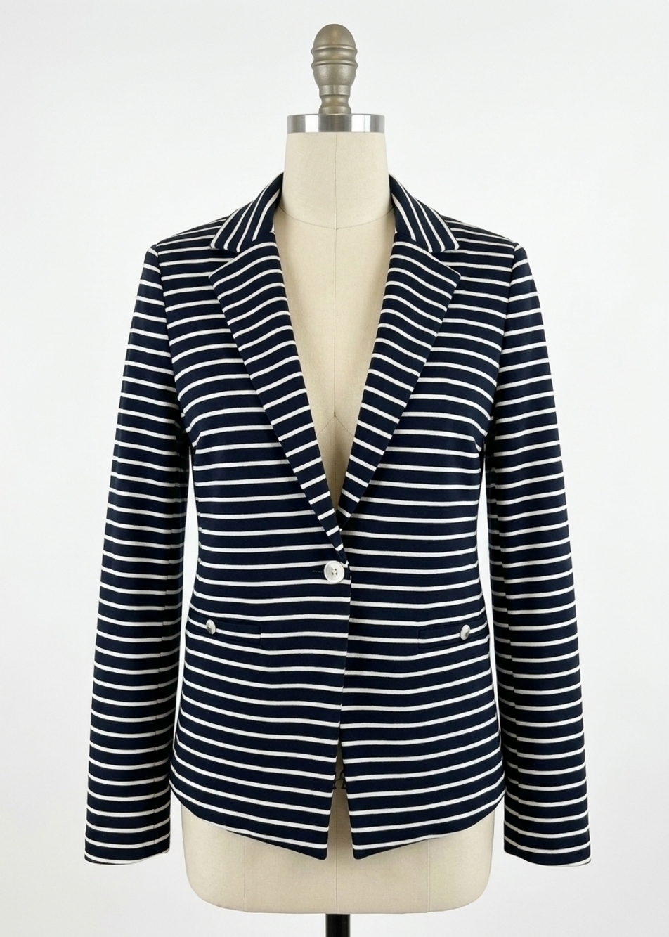 NEW ELLIOTT LAUREN sails pitch knit blazer in navy/white